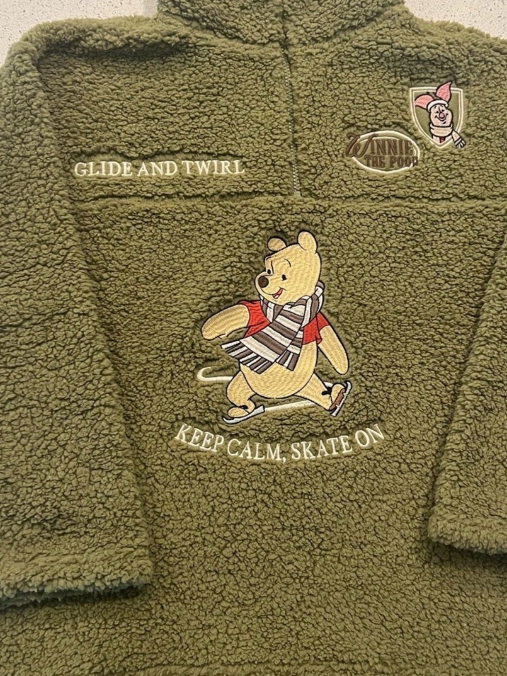 Disney Warm Winnie the Pooh fleece pullover jacket with embroidered  Pooh Medium